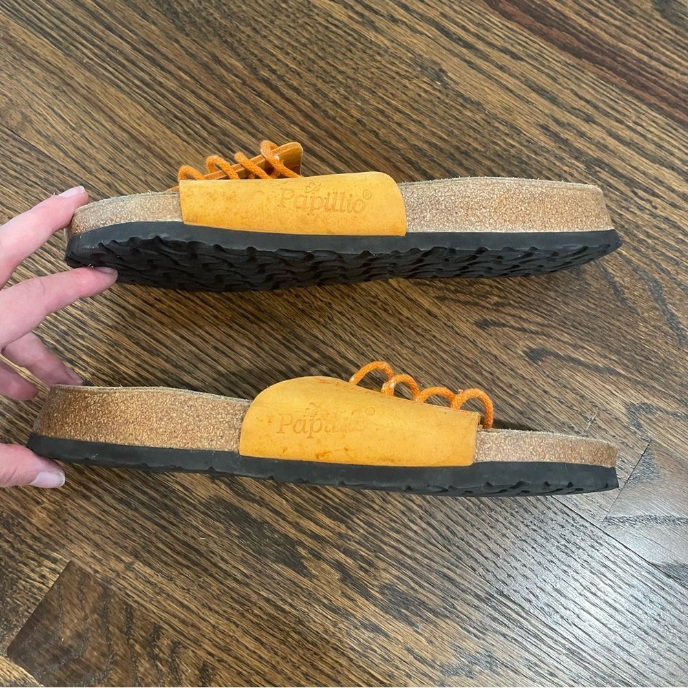 BIRKENSTOCK Papillo Orange Leather Lace Up Slip On Sandals - Picture 7 of 10